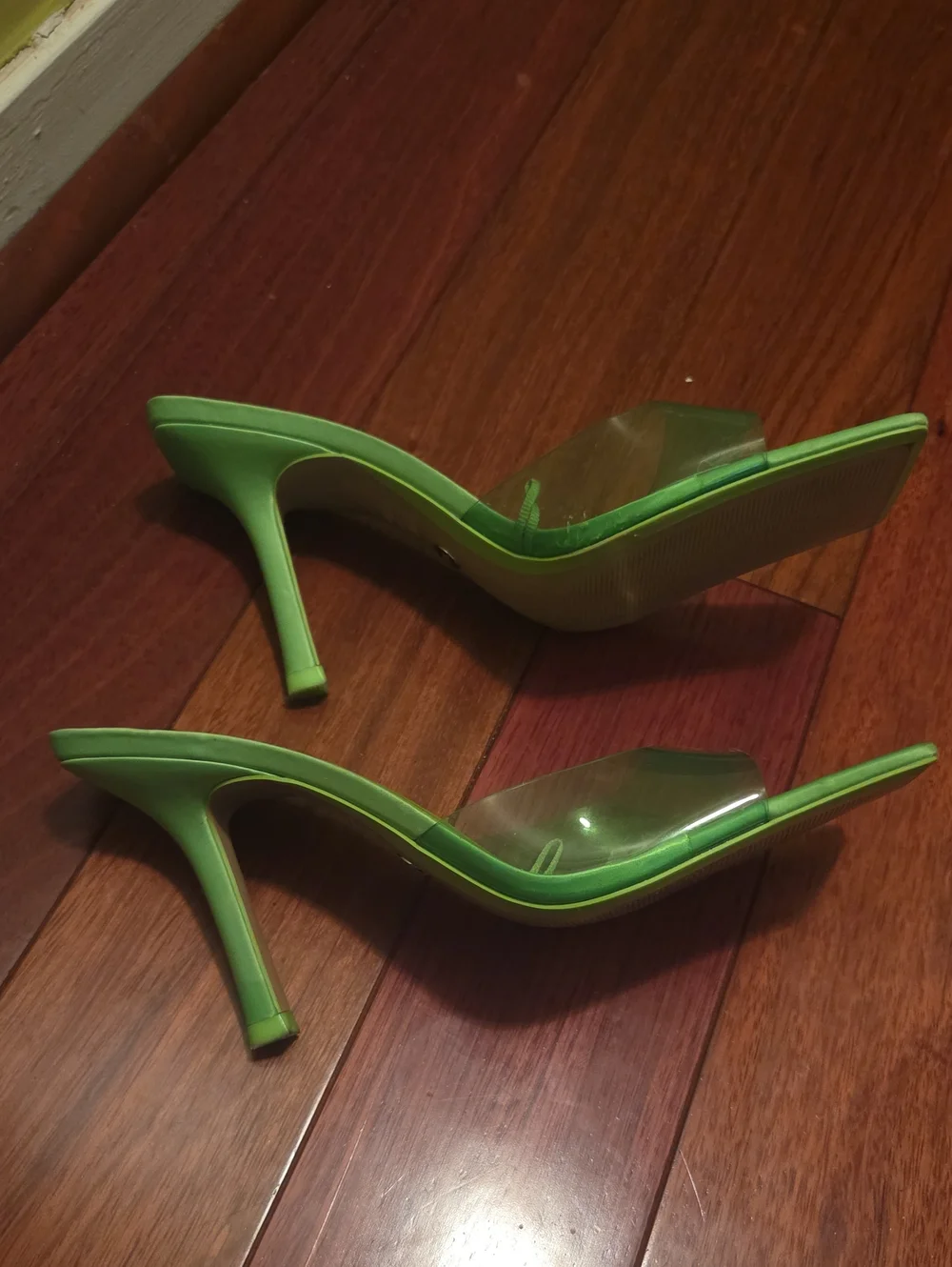 ZARA Lime Green Square-Toe Platform Mules